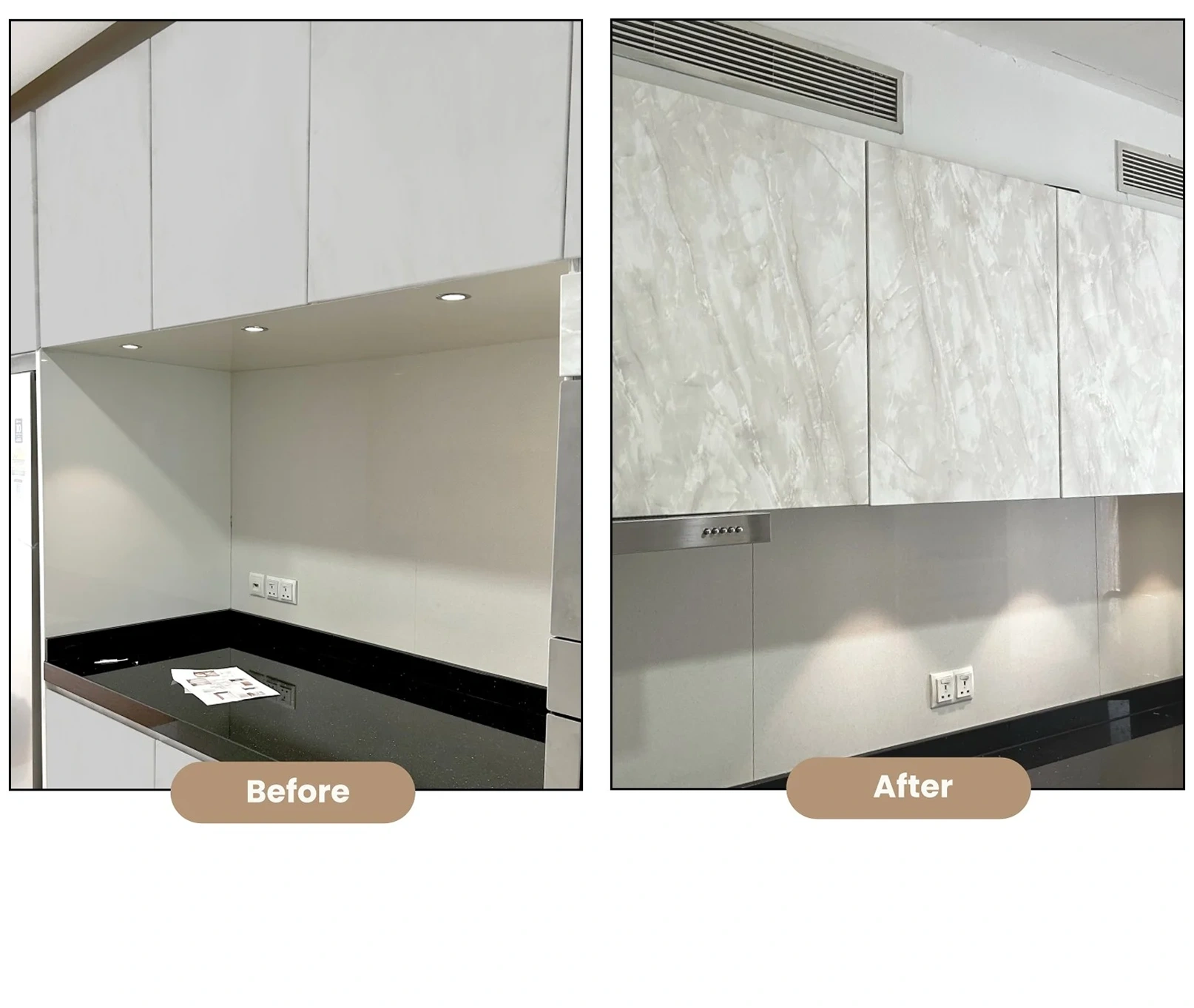 Kitchen cabinets: Before and after marble Laminate